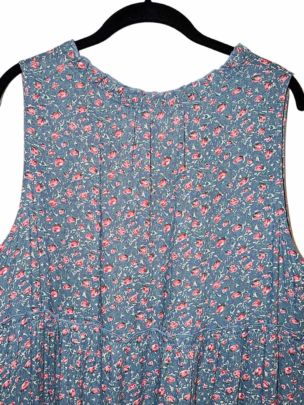 April Cornell LN Long Blue and pink floral maxi dress, sleeveless tiered XL - Picture 5 of 12